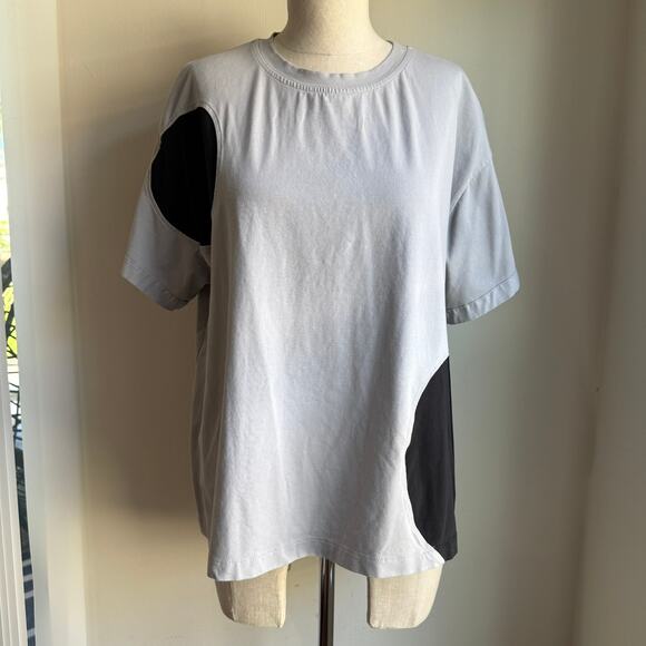Urban by Alembika Oversized A-Line T-shirt Top Gray Black Circles Women’s Small - Picture 1 of 10